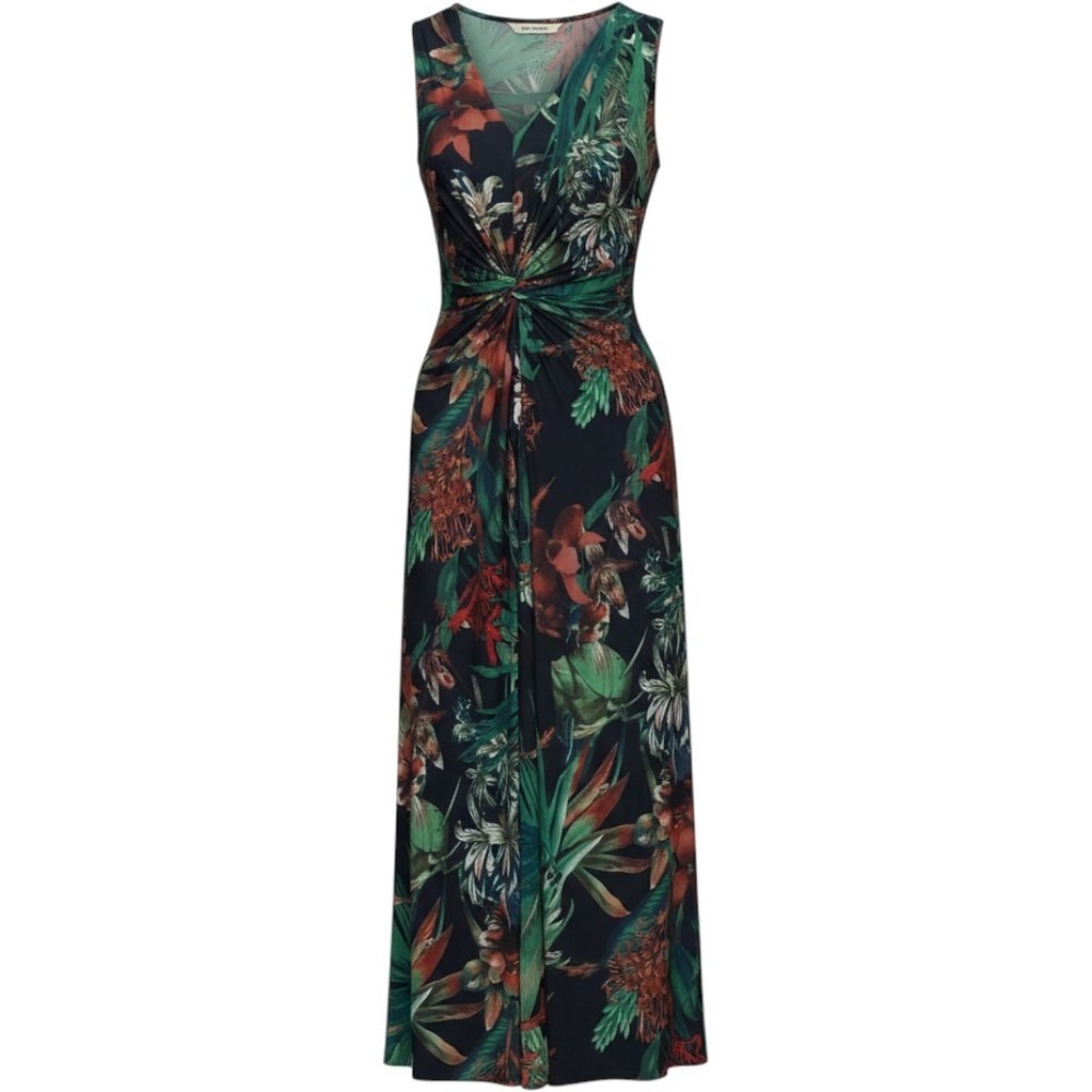 Soft Surroundings Tropical Floral Twist Front Maxi Dress Size L Stretch Jersey